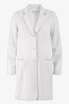 Whatever your day has in store, the crisp, refined look of Grey s Anatomy Scrubs 2402 Lab Coat is an exceptional choice. The Grey s Anatomy Signature scrub collection is the definition of luxury—you deserve to feel this. Ultra soft to the touch, the premium 4-way stretch fabric is as comfortable as it is stylish. • Modern fit • Notch collar • 3-button closure • Plastic buttons • Total of 2 pockets • 2 front patch pockets • Long sleeve • Classic cuff • Front and back princess seams • Sewn in half Women's Lab Coats, Women's Lab Coat, Doctor Coat, White Lab Coat, Doctor Scrubs, Greys Anatomy Scrubs, Uniform Advantage, Stretches For Flexibility, Lab Coats