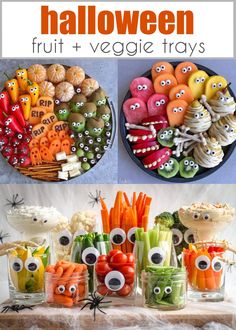 halloween fruit and veggie trays for kids to make with their own eyes