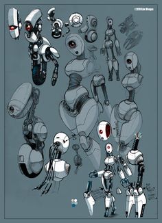 COOL ROBOT Robot Design Sketch, Glen Keane, Otto Schmidt, Character Design Cartoon, Mary Blair, Eve Online, Robot Illustration, Cool Robots, Arte Robot