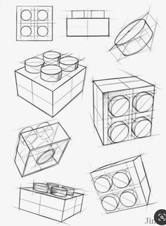 an image of different shapes and sizes of objects in the shape of cubes on paper