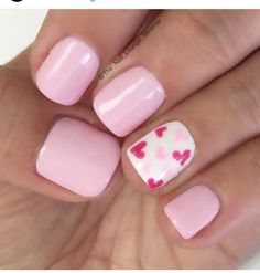 pretty in pink Baby Pink Valentines Nails, Pale Pink Valentines Day Nails, Short Valentines Day Nails Pink, Pink Base Valentines Nails, Valentine’s Day Shellac Nails, Simple Valentines Day Nails Short, Soft Girl Valentines Nails, Hot Pink Valentine Nails, Cute February Nails