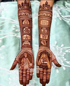 two hands with hendi designs on them