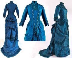 Robe de visite, ca. 1880. Silk faille. 1879 Fashion, Tardis Dress, Dresses Victorian, 1870 Fashion, University Of New Hampshire, Victorian Dresses, 1870s Fashion, Historical Clothes, Antique Accessories