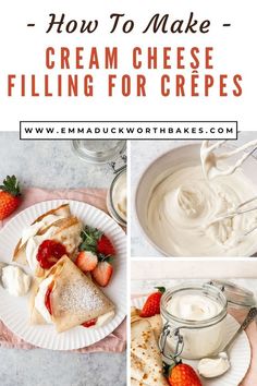 how to make cream cheese filling for crepes with strawberries and whipped cream