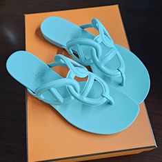 Pre-Loved Comes With Dustbag And Box Hermes Sandals Blue, Hermes Blue, Hermes Shoes, Dust Bag, Color Blue, Sandals, Women Shoes, Women Shopping, Blue