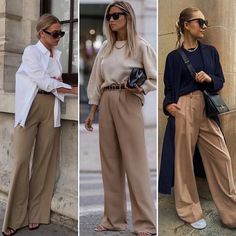 Wide Leg Pants Outfit Work, Beige Pants Outfit, Wide Leg Trousers Outfit, Happy Hour Outfit, Pants Outfit Work, Beige Hose, Simple Work Outfits, Wide Leg Pants Outfit, Wide Leg Pants Outfits