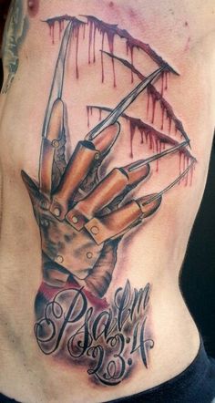 Kruger Freddy Krueger Hand, Elm Street Tattoo, Freddy Krueger Tattoo, Macabre Horror, Horror Sleeve, Locket Tattoos, Horror Tattoos, Horror Movie Tattoos, Culture Tattoos