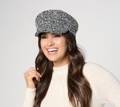 Complete your outfit with this marble tweed cabbie hat and pull your look together from head to toe. From Amiee Lynn Accessories. Cabbie Hat, Black Tweed, Earmuffs, Accessories Hats, Fashion Accessories, Sewing, Hats, Black