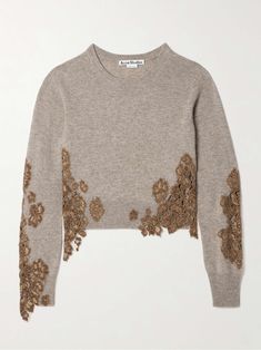 Shop ACNE STUDIOS Corded lace-trimmed wool-blend sweater, Explore the latest ACNE STUDIOS women's collection today on NET A PORTER Acne Studios Sweater, Corded Lace, Wool Blend Sweater, Dress Trousers, Elie Saab, Clothes Collection, Thom Browne, Jean Paul Gaultier, Wool Sweater