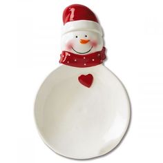 a white plate with a snowman on it