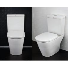 two pictures of the same toilet in different positions