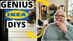 an old man in glasses is brushing his teeth with the words genius ikea diys