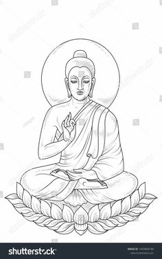 buddha sitting in the lotus position with his hands clasped to his chest and eyes closed