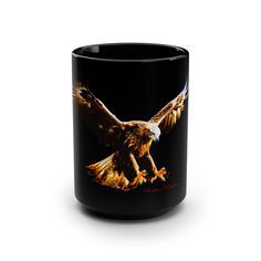 Unique Gift Ceramic Mug by the Austin Collection Aigle Royal, Eagle Bird, Black Mugs, Eagle Black, Golden Eagle, Beautiful Bird, Cup Tea, Bird Lover, Black Mug