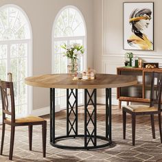 Round dining table brings families together easily — inspiring new recipes, feelings, and flavors. A beautiful dining table will transform every meal into a five-star experience. With its unique circle-based design and natural elements, this round dining table is sure to stay ahead of the style curve and easily blend with any decor. Round Dining Table Light, Round Dining Table For 4, Dining Table For 4, Beautiful Dining Table, Dining Table Light, Modern Kitchen Tables, Farmhouse Kitchen Tables, Metal Dining Chairs, Extension Table