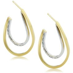 These gold jewelry for women showcases an open hoop earring style, sporting a comfortable push back closure. Exquisitely crafted in Italy of genuine 14k gold, this pair of two-tone gold earrings features the brilliant shine of high polish finished yellow gold and diamond-cut finished white gold to perfection. The design and appeal of this Italian hoops offer sophistication that is undeniably captivating. Size: one size.  Gender: female.  Age Group: adult. Hoop Earrings Style, Open Hoop Earrings, Jewelry For Women, Fashion Earrings, Womens Watches, Gold Earrings, Women's Earrings, Two Tone, Diamond Cuts