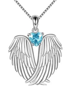 PRICES MAY VARY. 💖♥ Design : Angel wing jewelry has gained popularity for it's beautiful symbolic meaning of love, spirituality, and protection. Wear this pendant as a reminder of someone you love is your guardian angel, or give this beautiful pendant necklace to a special friend or a relative shows that you will be always take care of them. 💖♥ Material :100% 925 sterling silver angel necklace inlaid with with sparkle cubic zirconia. Lead-Free & Nickel-Free, Hypoallergenic and Safety for sensi Silver Angelic Jewelry For Gift, Angelic Sterling Silver Jewelry For Gifts, Angelic Silver Jewelry For Gift, Spiritual Winged Sterling Silver Jewelry, Silver Wing-shaped Necklace For Valentine's Day, Wing-shaped Jewelry For Valentine's Day Gift, Valentine's Day Gift Jewelry Wing-shaped, Valentine's Day Wing-shaped Jewelry Gift, Spiritual Winged Jewelry For Gift