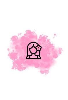 a pink cloud with a black outline of a woman's head on top of it