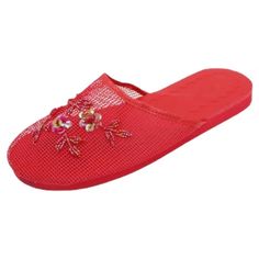 Women's Chinese Slippers Sandals Slip On Colors Sizes Red Closed Toe Sandals For Spring, Comfortable Non-slip Red Sandals, Red Synthetic Closed Toe Slippers, Red Slip-on Flip Flops For Spring, Comfortable Red Flip Flops For Spring, Spring Red Non-slip Flip Flops, Red Open Toe Flip Flops For Spring, Red Slip-on Beach Slippers, Red Flip Flops For Spring Vacation