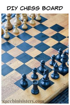 a chess board with the words diy chess board on it