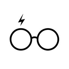 a harry potter glasses with lightning bolt in the center and black outline on white background