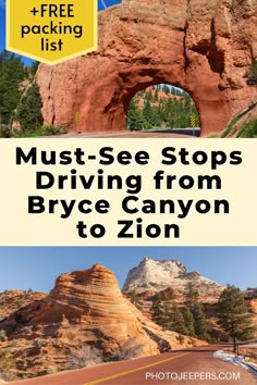 the best things to see and do in denver, colorado with text overlay that reads must - see stops driving from bryce canyon to zon