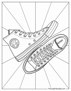 a drawing of a shoe with the word converse on it and an image of a tennis shoe