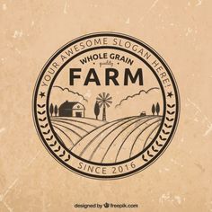 the farm logo is shown on an old paper