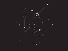 an abstract black and white background with circles, dots and lines in the shape of stars