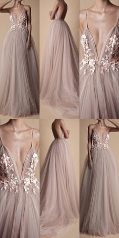 Prom Dresses Backless, Simple Party Dress, Champagne Prom Dress, Floral Wedding Dress, Backless Prom Dresses, Long Prom Dresses, Mauve Dress, Beauty Dress, Tulle Prom Dress