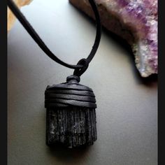 Natural Raw Black Tourmaline Stone With Black Rope Necklace Unisex, Handmade Jewelry *Size Varies Per Stone Black Tourmaline Stone, Black Quartz, Black Rope, Tourmaline Stone, Rope Necklace, Black Tourmaline, Black Stone, Quartz Stone, New Wardrobe