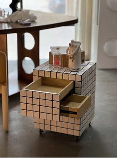 a table that has some boxes on it