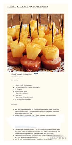 the recipe for pineapple bites is shown