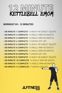 a poster with the instructions for how to do kettlebell exercises on a yellow background