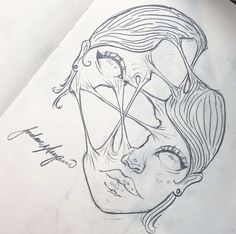 a pencil drawing of a woman's face with the word love written on it