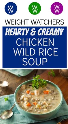 a bowl of hearty and creamy chicken wild rice soup