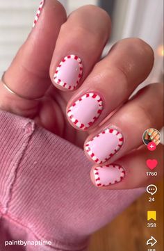 Peppermint Candy Nail Art, Hot Pink And Red Christmas Nails, Christmas Pink And Red Nails, Peppermint Candy Nails, Cute Short Christmas Nails Simple, Pink And Red Holiday Nails, Candy Cane Nails Pink, Peppermint Nail Art, Pink Peppermint Nails