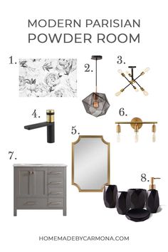 modern parisian powder room design board