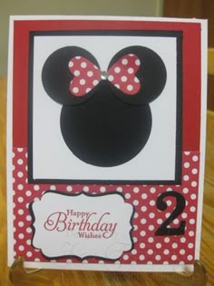 a minnie mouse birthday card with the number two on it