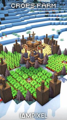 Minecraft Crop Farm Ideas, Minecraft Crop Farm, Crops Farm, Cute Minecraft, Minecraft Garden, Houses Minecraft