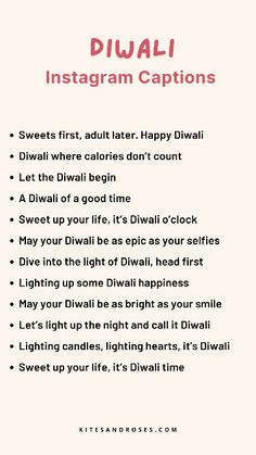 the words diwali instagramm captions are in red and white