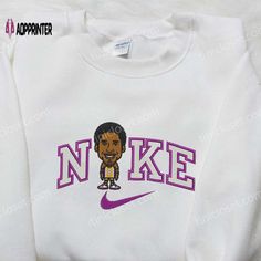 Introducing our Nike x Kobe Bryant Caricature Portrait Embroidered Shirt, a masterpiece that pays homage to the legendary basketball player. Nike Limited Edition, Crewneck Embroidery, Caricature Portrait, Embroidered Portrait, Hoodie Material, Basketball Player, Embroidered Clothes, Embroidered Tshirt, Kobe Bryant