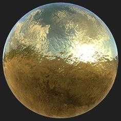 an image of a golden sphere on a black background that looks like it is floating in the air