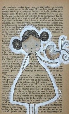 a drawing of a girl holding a bird on top of a page with words written in spanish