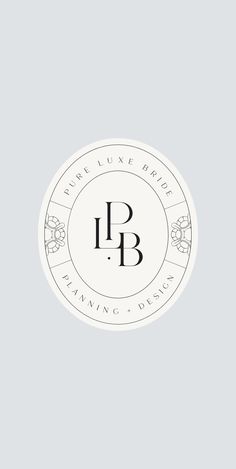 a white and black logo with the word p b in it's center on a gray background