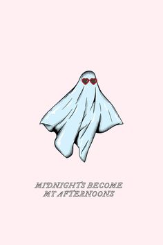 an image of a ghost with sunglasses on it's head and the words midnights become my materoous