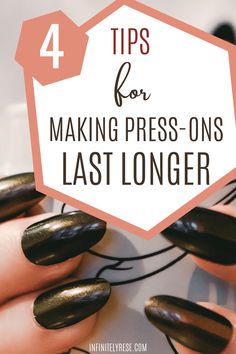 Do you want to know how to make your press-on nails last longer? Check out my blog post for 4 tips to keep make your press-on last for two weeks. #Beauty #pressonnails #artificialnails Nails With Stickers, How To Make Glue, Old Nail Polish, Press Nails, Long Press On Nails, Kiss Nails, Cheap Nail