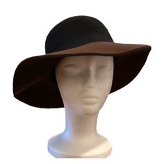 Magid Hats Women's Wool Hat Foldable Wide Brim Retro Floppy Felt Bowler Hat Nwt Color: Black/Brown Material: 100% Wool Mountain Man Clothing, Man Clothing, Bowler Hat, Mountain Man, Wool Hat, Wide Brimmed, Black And Brown, Felt, Women Accessories