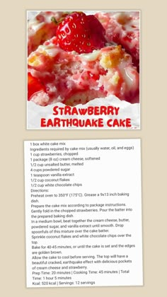 the recipe for strawberry earth cake is shown