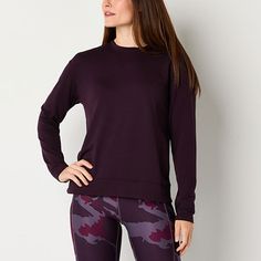 This Xersion women's long-sleeve sweatshirt is a comfy go-to for lounging or hitting the gym. Made from super-soft french terry, this pullover top has a crew neckline and elongated sleeves. Team it with workout sweatpants or leggings. 2nd Piece Sleeve Length: Long SleevesClosure Type: Pullover HeadFit: Regular FitNeckline: Crew NeckSleeve Length: Long SleeveApparel Length: 25 Inches - FrontFiber Content: 63% Polyester, 34% Rayon, 3% SpandexFabric Description: French TerryCare: Machine Wash, Tumb Workout Sweatpants, Long Sleeve Sweatshirt, Long Sleeve Sweatshirts, Crew Neckline, French Terry, Women Long Sleeve, Sweatshirts Women, Shirts Tops, Sweatpants